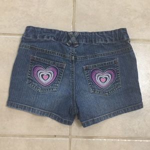 CUTE heart embellished jean shorts